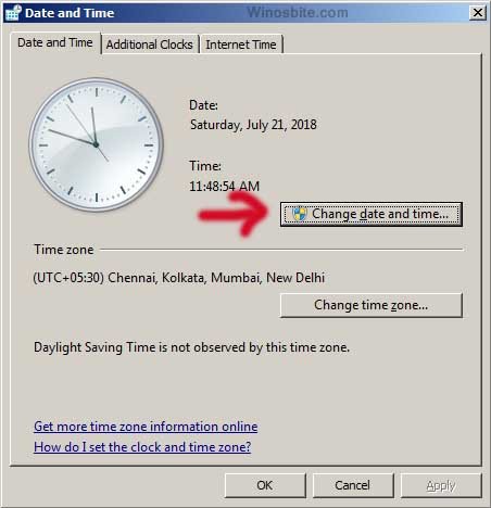 Date and time settigns