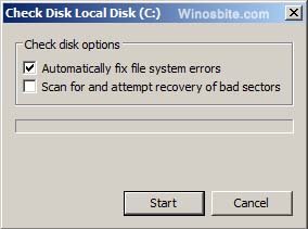 Check disk error tool in windows