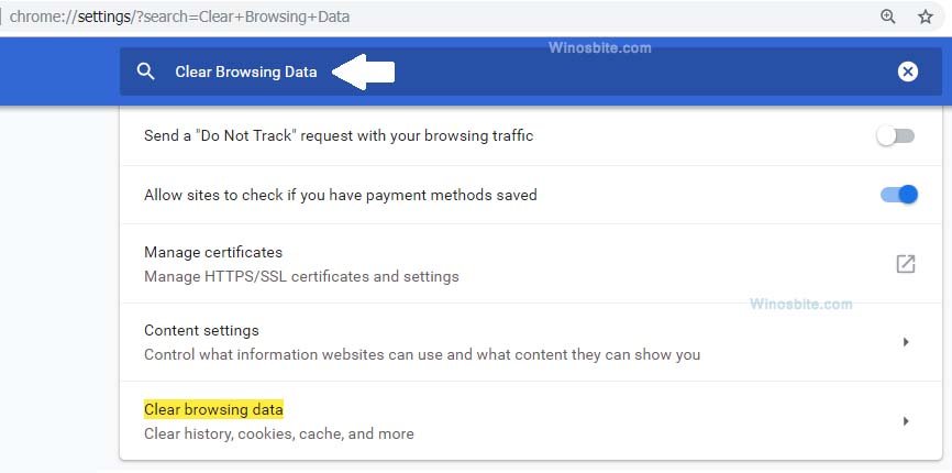 Clear browsing data from chrome