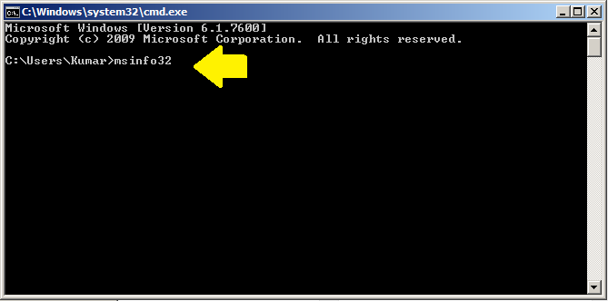 Dos command for system information