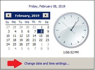 Date and Time Settings on Windows