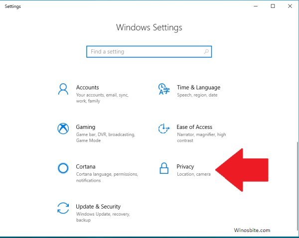 Windows Settings Privacy