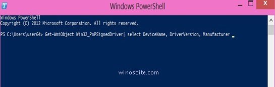 Windows Power Shell Command list Device Names their Manufacturer and Driver Version