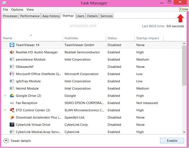 Close the Task Manager window