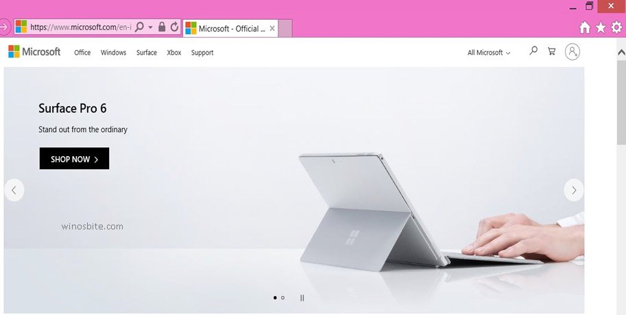 Microsoft.com in Internet Explorer