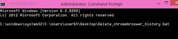 Type in cmd path to delete browswer in the batch file 