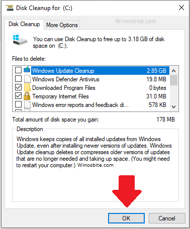 Disk Cleanup Delete files 