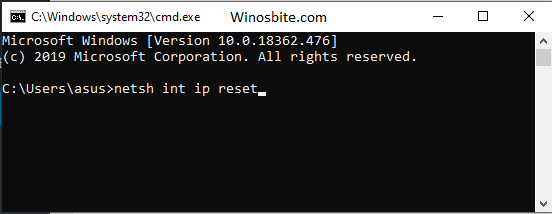 netsh int ip reset command line