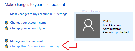 Change user account control settings 