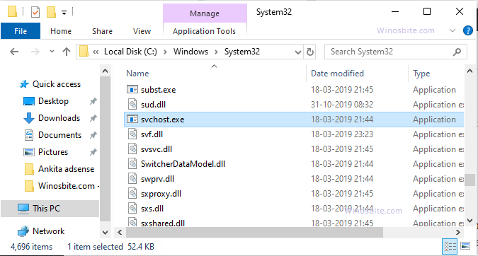 Svchost.exe file location 