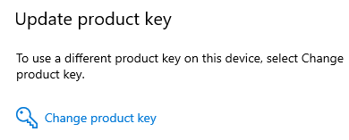 Change product key in Windos 10