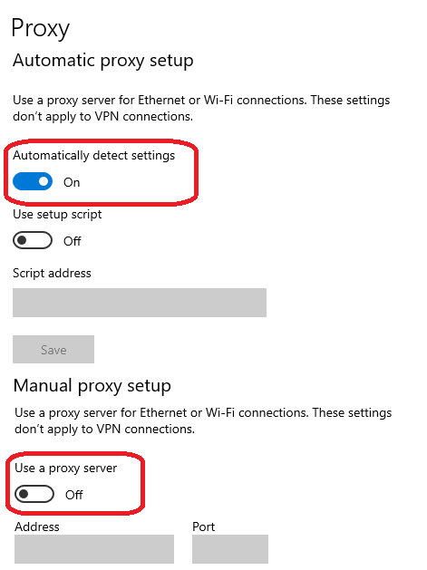 Windows 10 proxy settings 