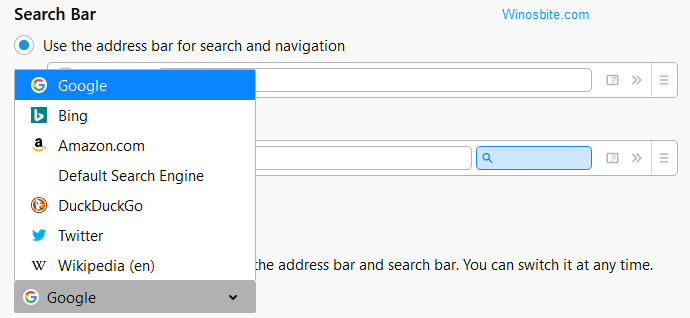 Change search engine on Mozilla browser