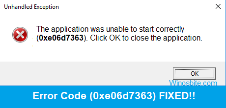 Errr code (0xe06d7363) on Windows 10 Fixed 