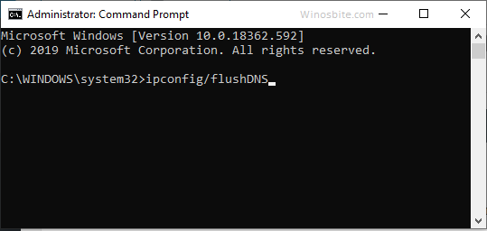ipconfig flushdns command in Windows 10