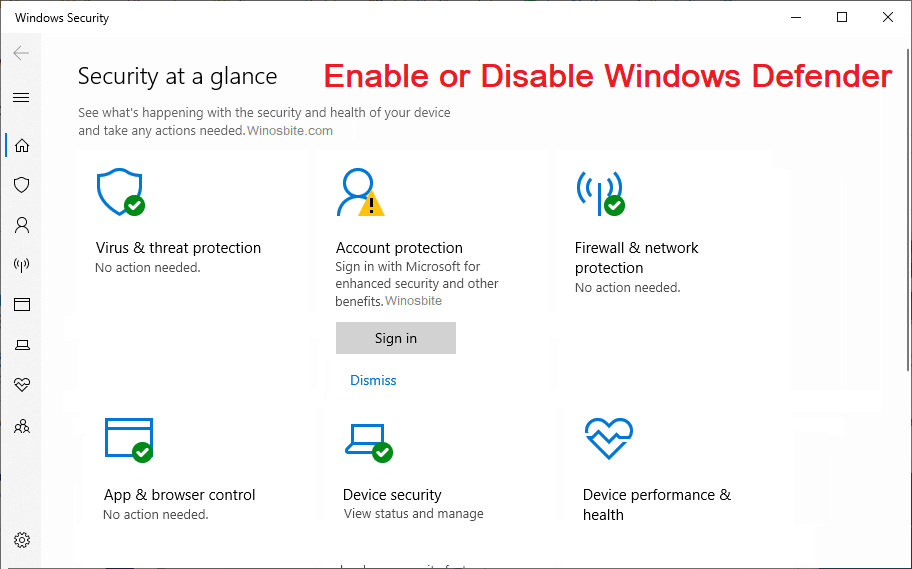 Enable or Disable Windows Defender Antivirus 