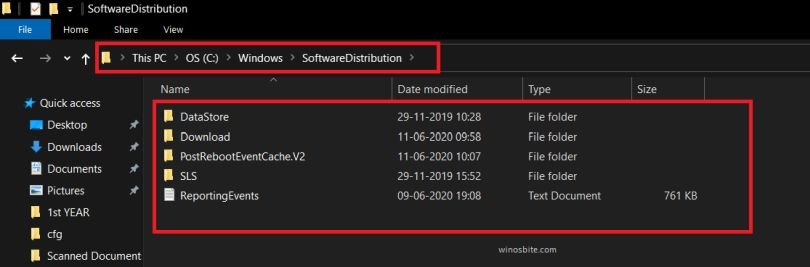 Windows Software distribution folder