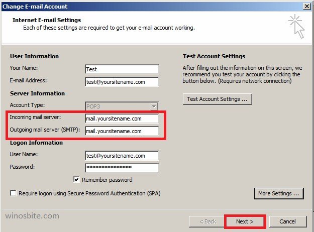 change email account outlook