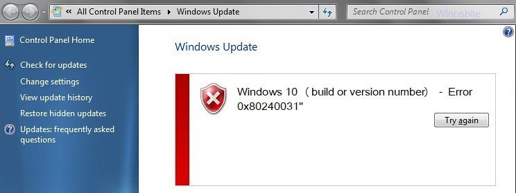 Windows 10 update error 0x80240031