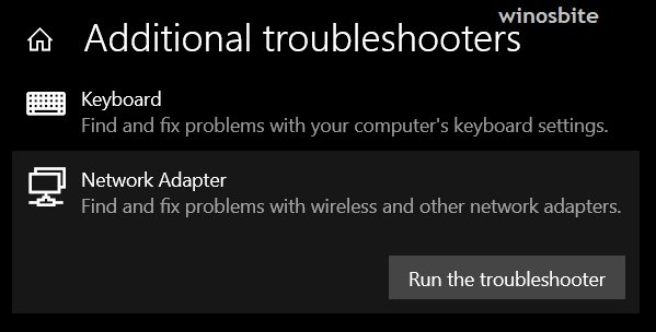run the network troubleshooter