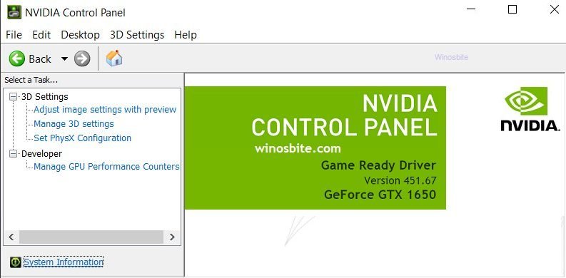 Nvidia control panel 
