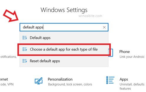 Windows Setting default apps