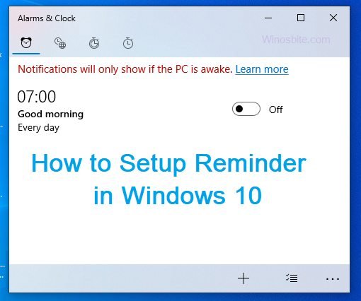 How to setup reminder in Windows 10