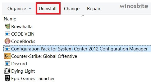 uninstall System Center Configuration Manager config pack