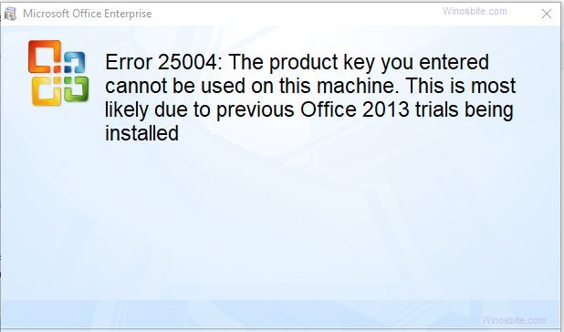 Microsoft office error 25004