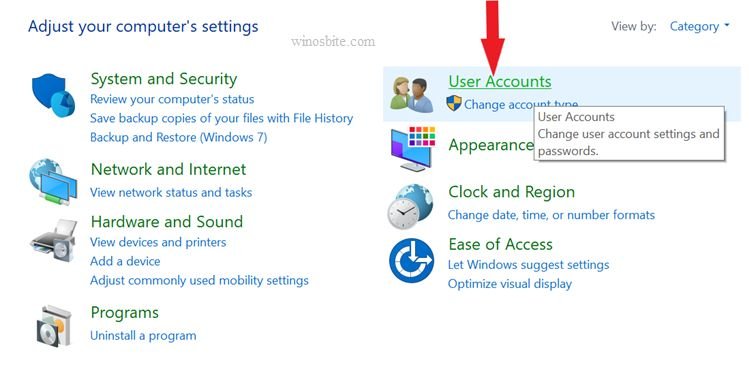 User Accounts section