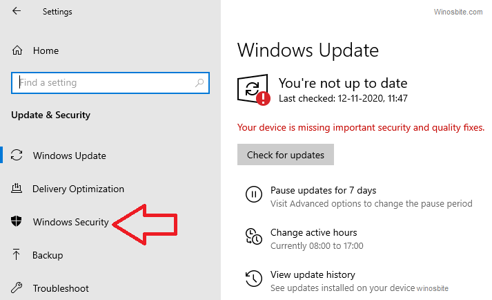 Windows security option 