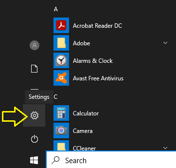 Windows settings gear
