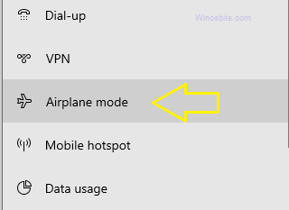 Airplane mode in Windows 10