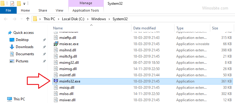 msinfo32.exe file properties