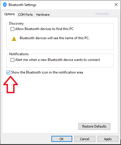 Show the bluetooth icon