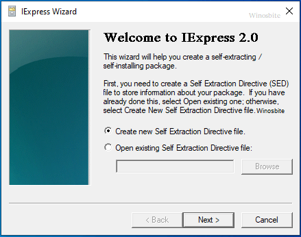iexpress 2.0 Wizard