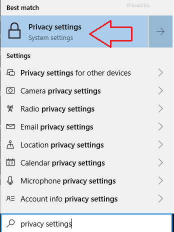 privacy settings in Windows 10