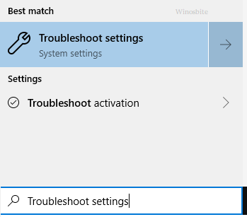 Troubleshoot settings in Windows 10
