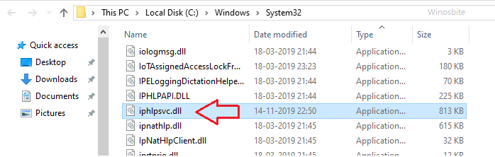Iphlpsvc.dll file location in Windows 10
