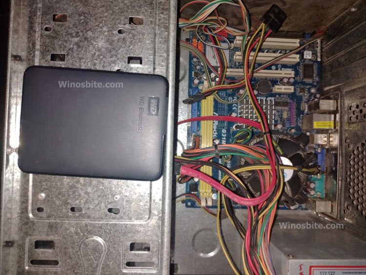Remove power cable from hard drive