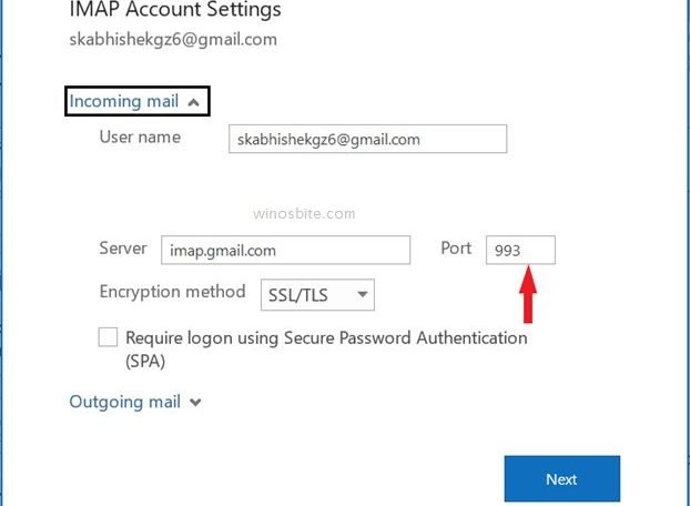IMAP account setting