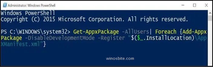 Command get appxpackagemicrosoft windowsstore