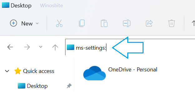 Type ms-settings: in address bar to open Settings in Windows 11