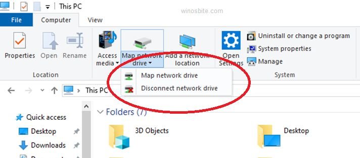 Map network drive and disconnect network drive option
