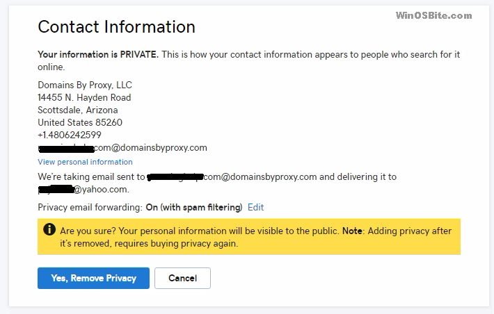 Remove privacy from godaddy domain