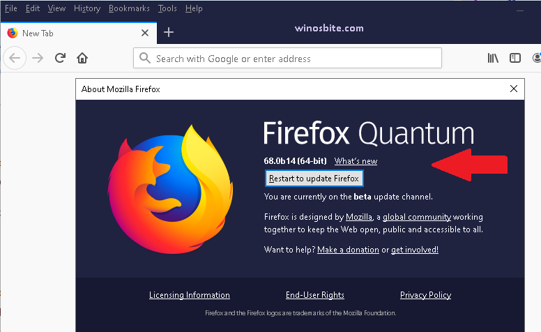 help about firefox check for updates