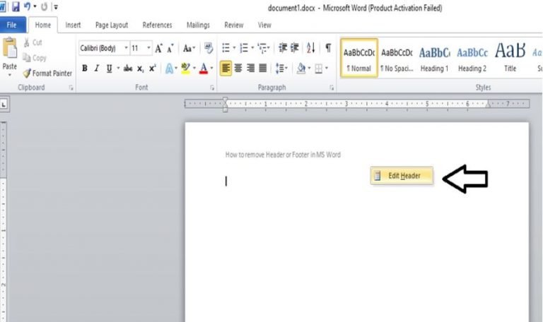 how to delete a header from a word document