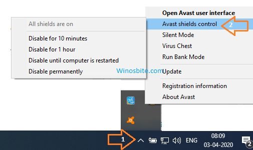 how to turn avast off temporarily