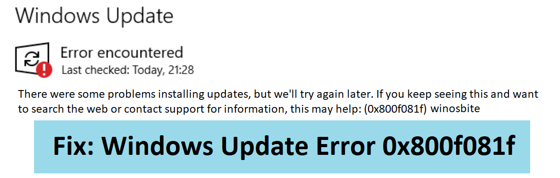 Fix windows update error 0x800f081f
